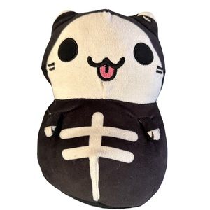 Kleptocats Black & White Skeleton Cat Plush 9” Halloween Cat Stuffed Animal